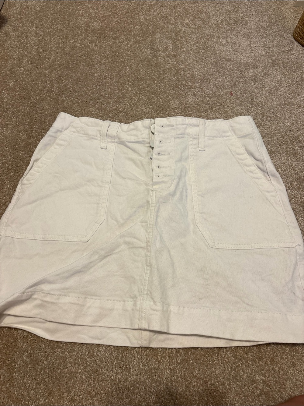 PAIGE White Button-Front Mini Skirt